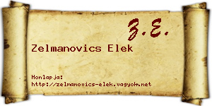 Zelmanovics Elek névjegykártya